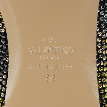 Valentino Garavani Crystal Camouflage Rockstud Cage Ballerina Flats 39 Black 6 of 7
