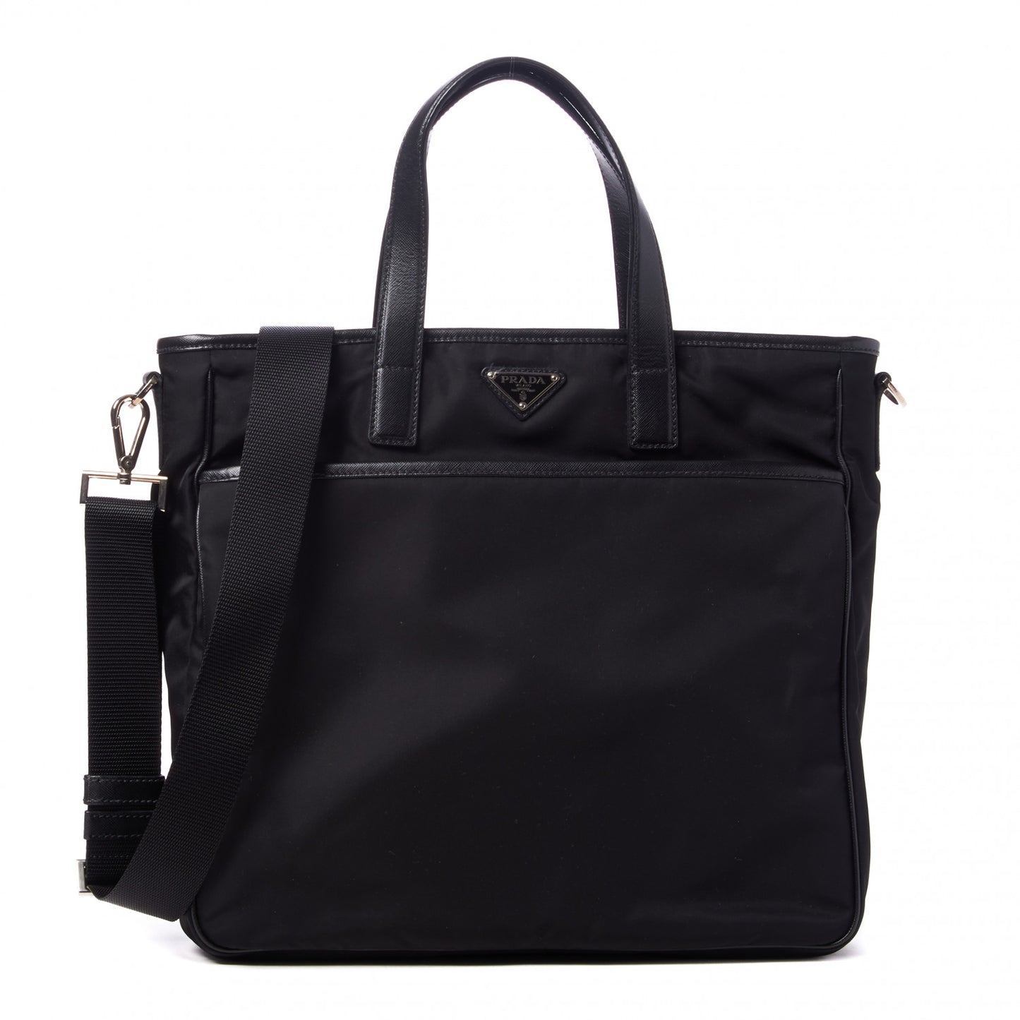 Tessuto Nylon Saffiano Shopping Tote Black
