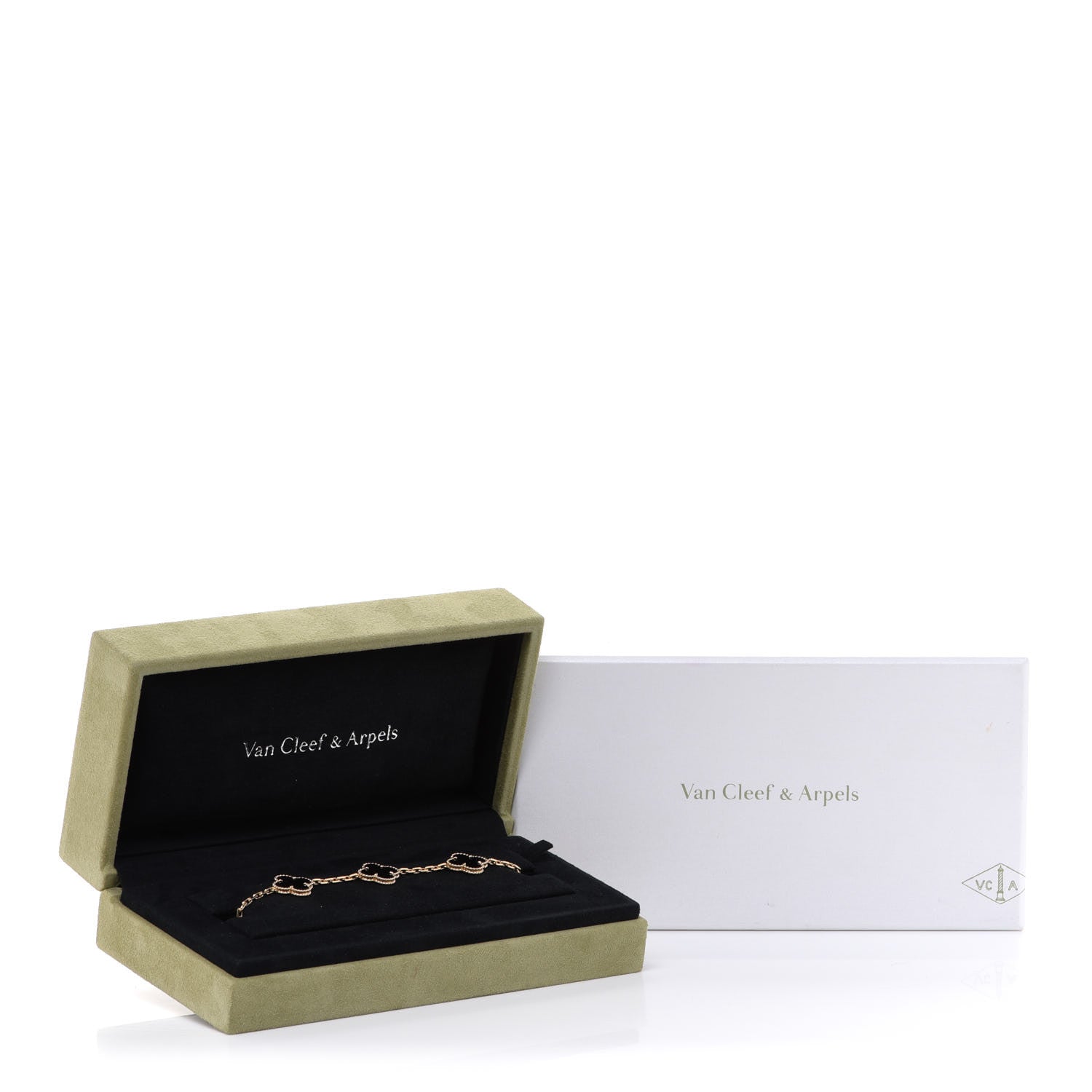 Van Cleef & Arpels 18K Yellow Gold Black Onyx 5 Motifs Vintage Alhambra Bracelet 7 of 7