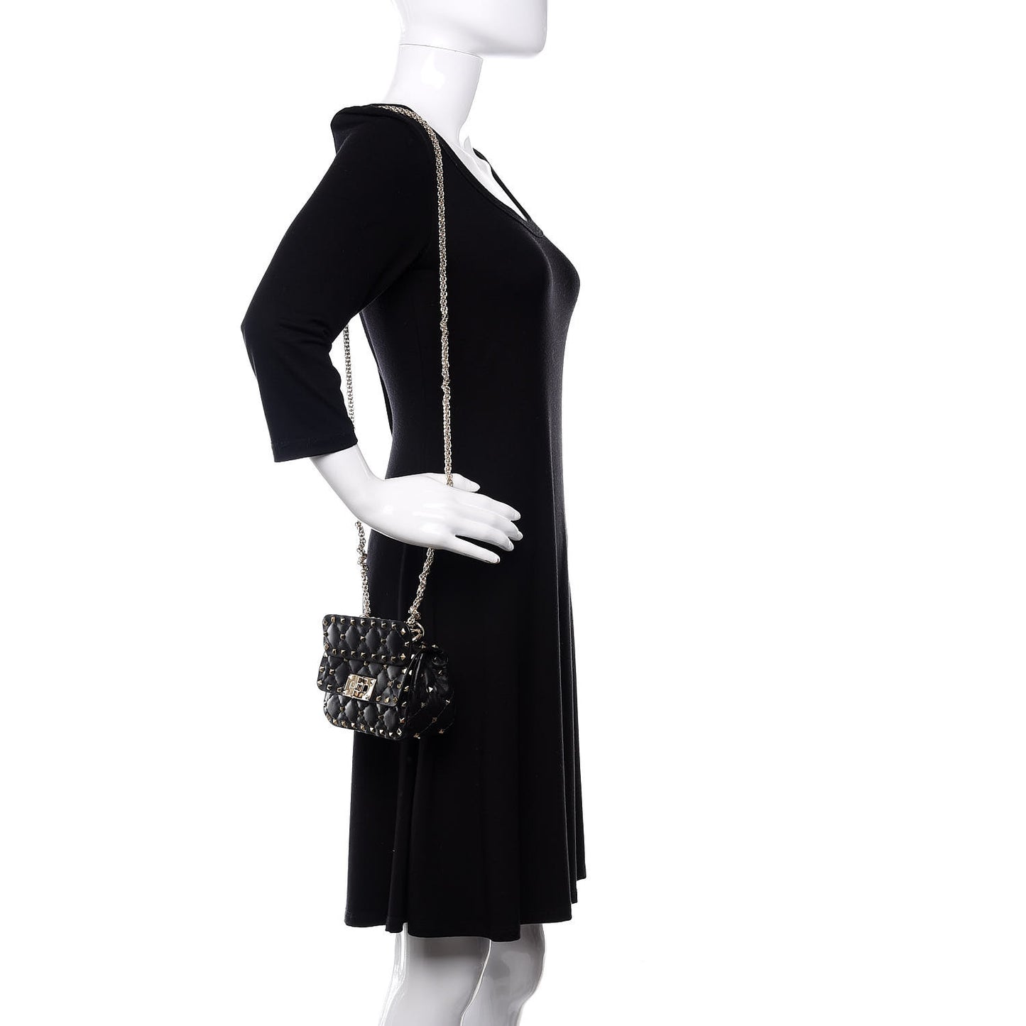 Nappa Micro Rockstud Spike Shoulder Bag Black