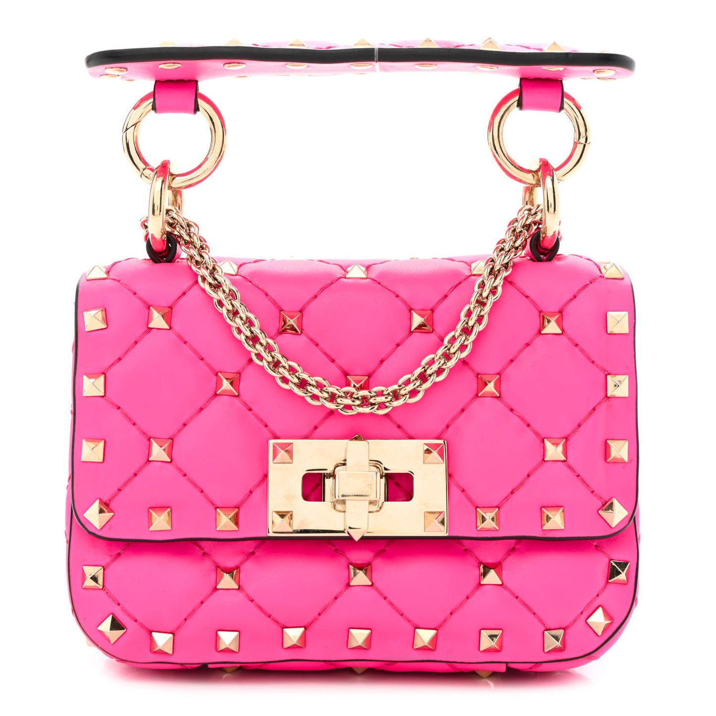 Calfskin Micro Rockstud Spike Shoulder Bag Azalea