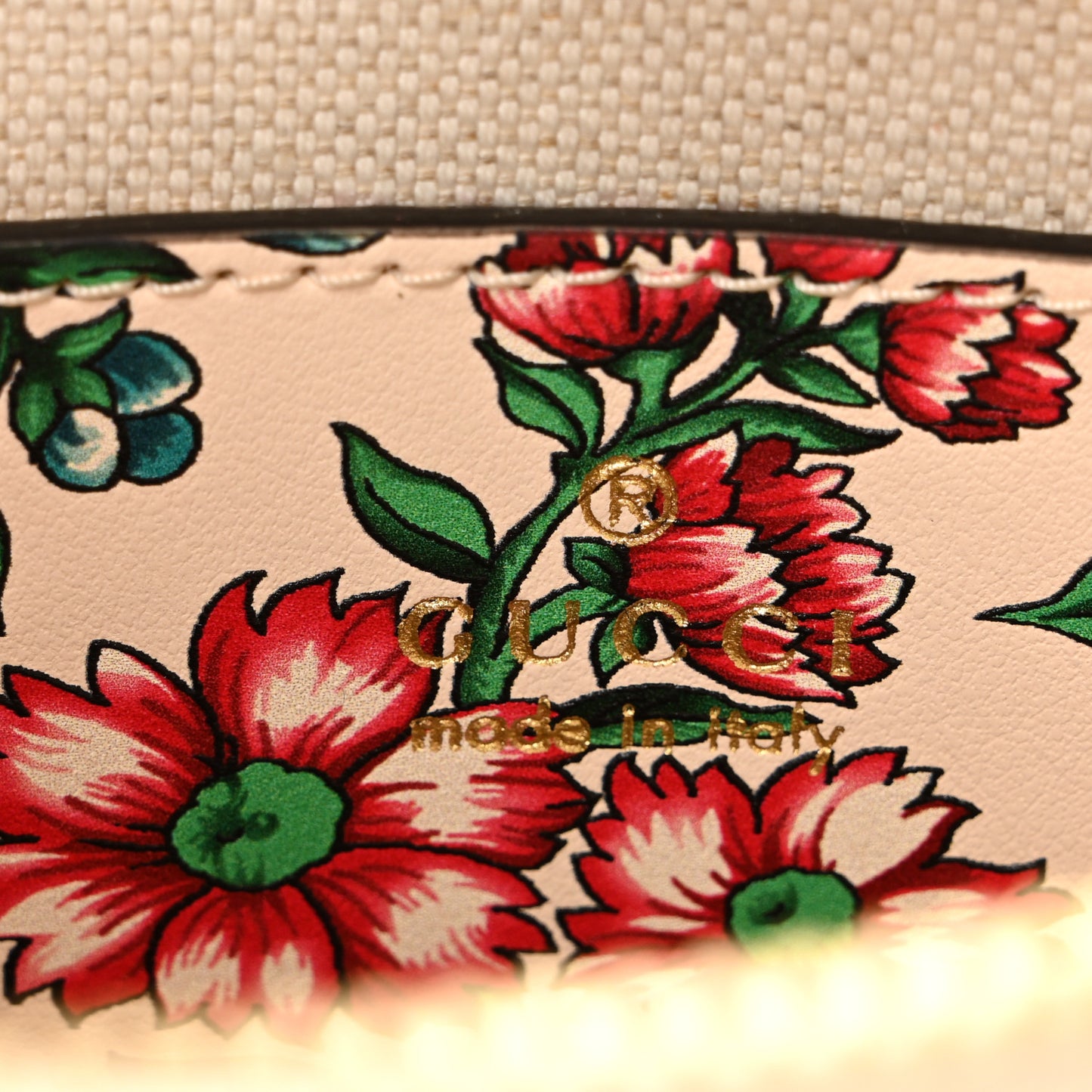 Calfskin Matelasse Diagonal Brit Roses Print Mini Interlocking G Heart Shoulder Bag  White Multicolor