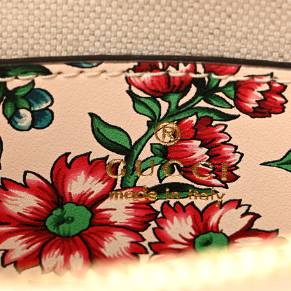 Gucci Calfskin Matelasse Diagonal Brit Roses Print Mini Interlocking G Heart Shoulder Bag  White Multicolor 6 of 11