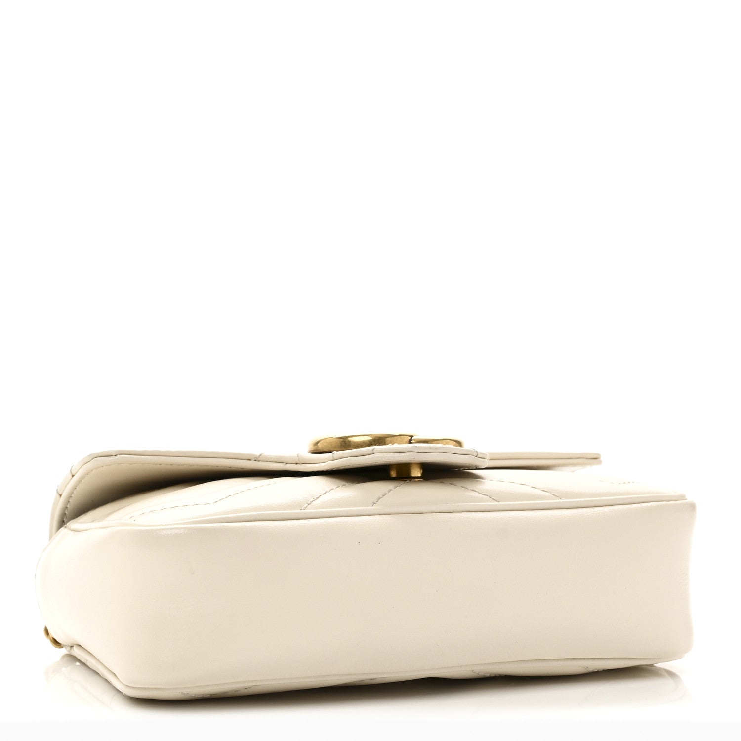 Gucci Calfskin Matelasse Super Mini GG Marmont Shoulder Bag White 4 of 10