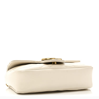 Gucci Calfskin Matelasse Super Mini GG Marmont Shoulder Bag White 4 of 10