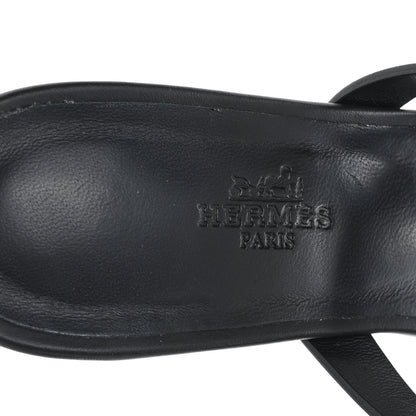 Hermes Calfskin Epsom Amica Sandals 39 Black 8 of 9