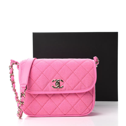 Chanel Denim Quilted Small Messenger Flap Neon Pink 18 of 18