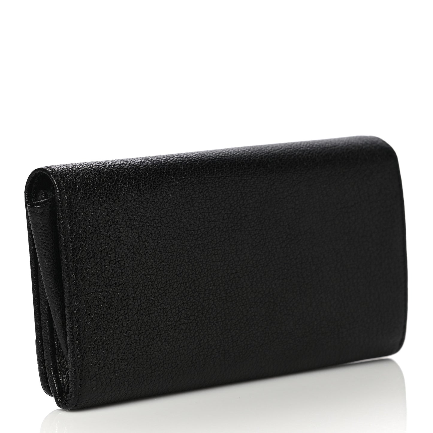 Chevre Gold Metallic Edge Hardware Money Wallet Black