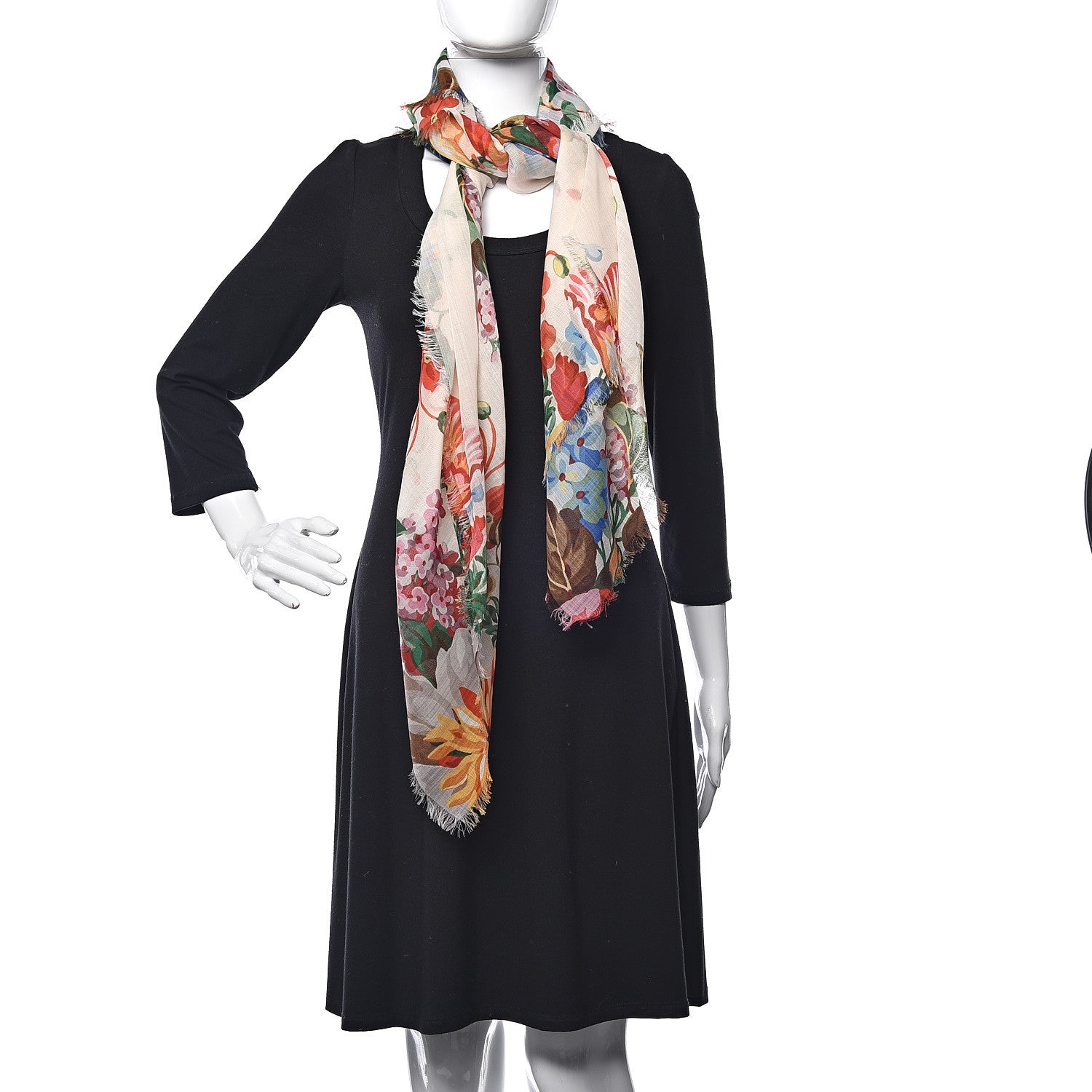 Gucci Wool Josephine Square Shawl Ivory Pink 2 of 4