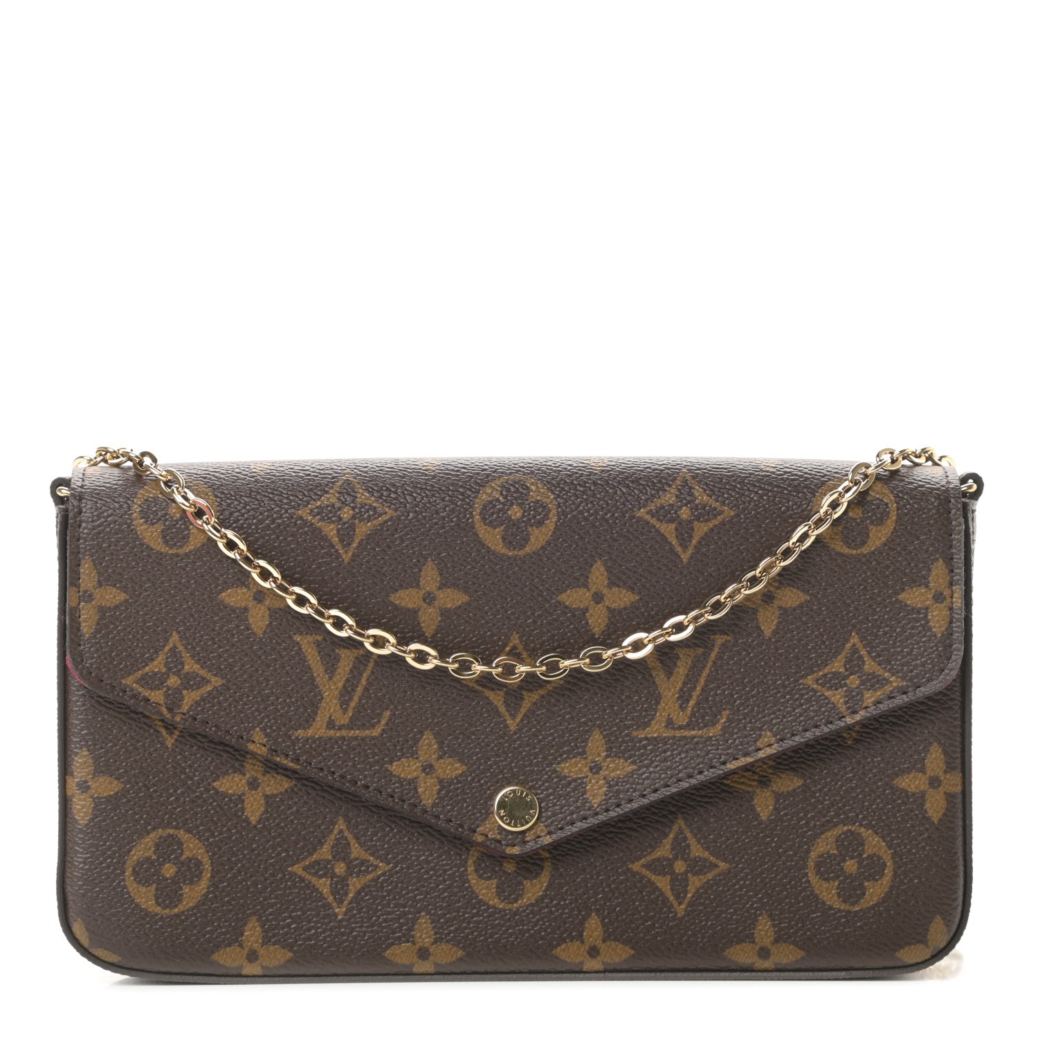 Louis Vuitton Monogram Pochette Felicie Chain Wallet Fuchsia 1 of 15