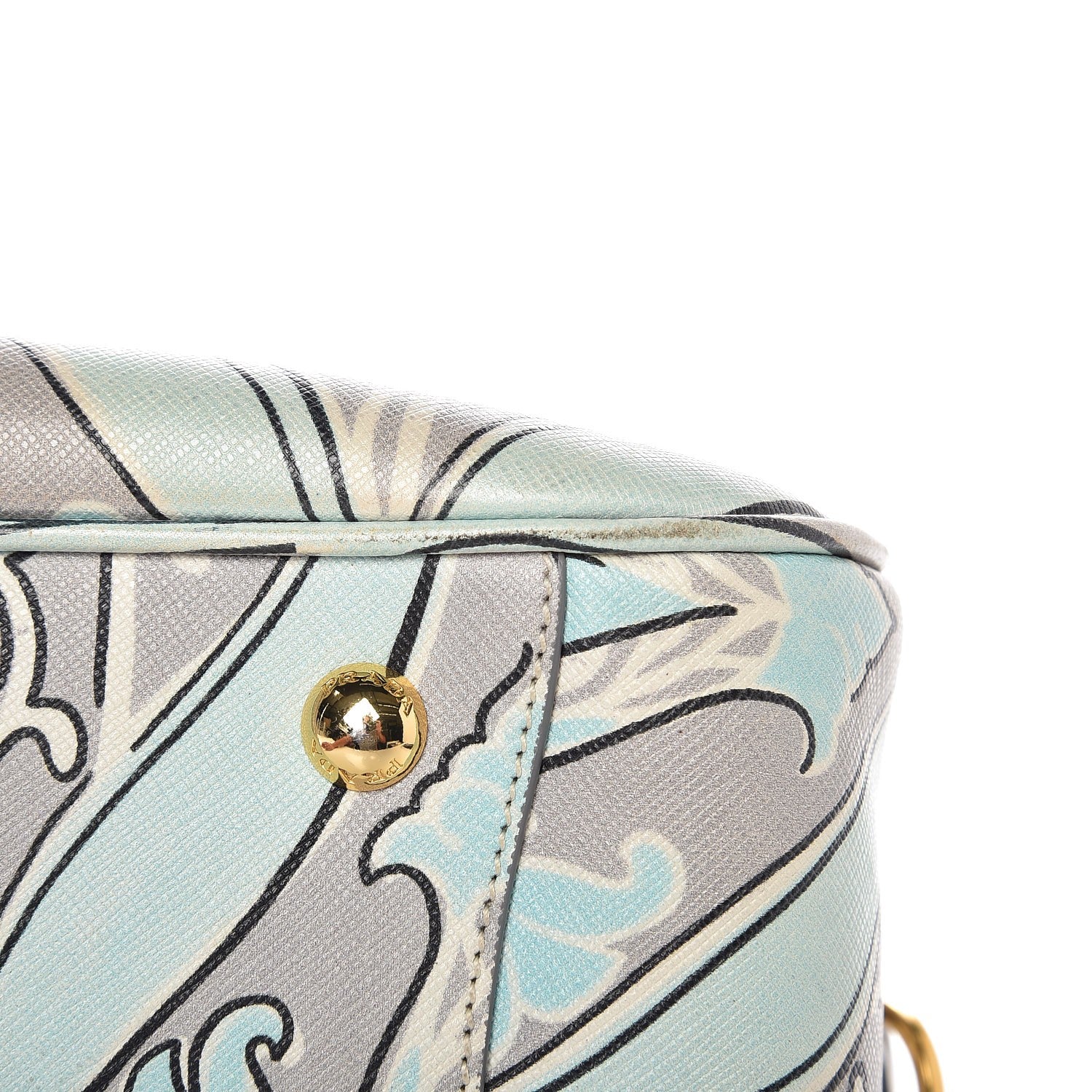 Prada Saffiano Anise Print Bauletto Green 10 of 12