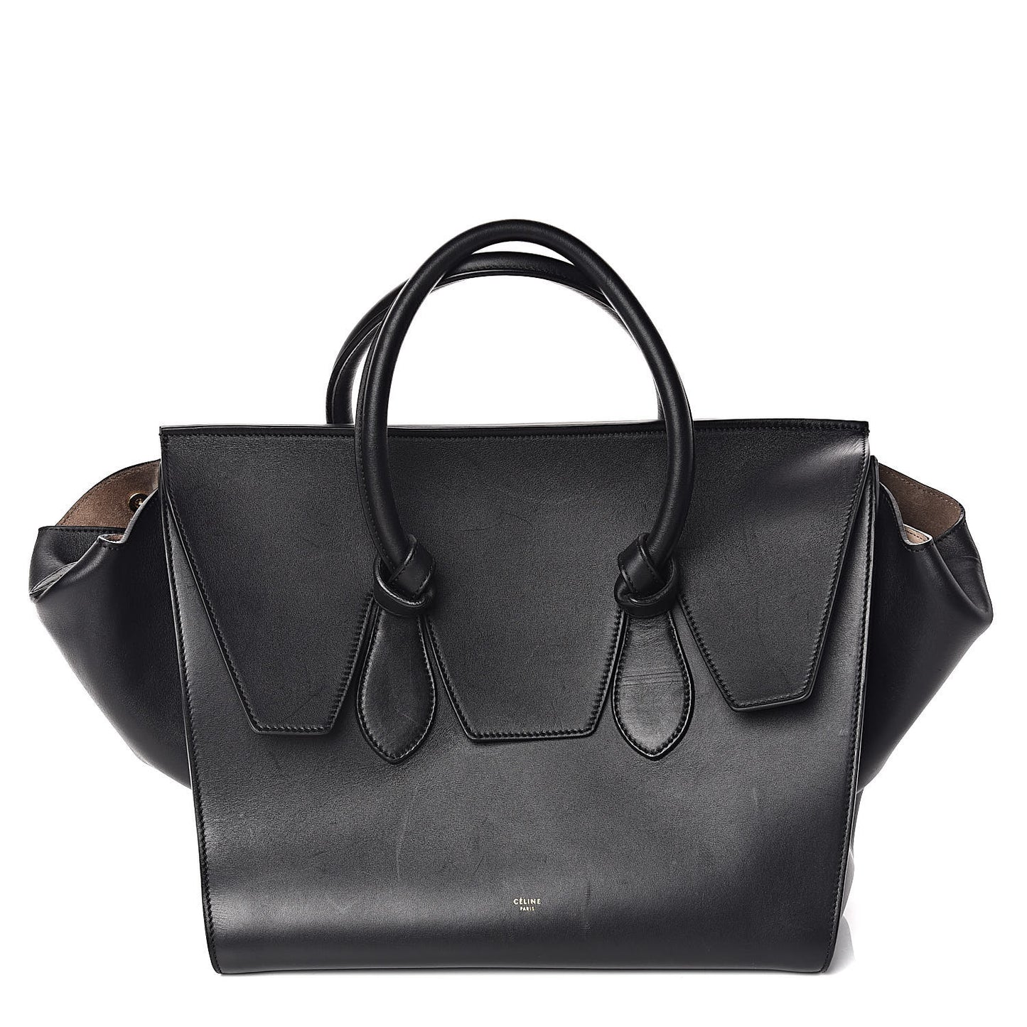 Smooth Calfskin Medium Tie Knot Tote Black