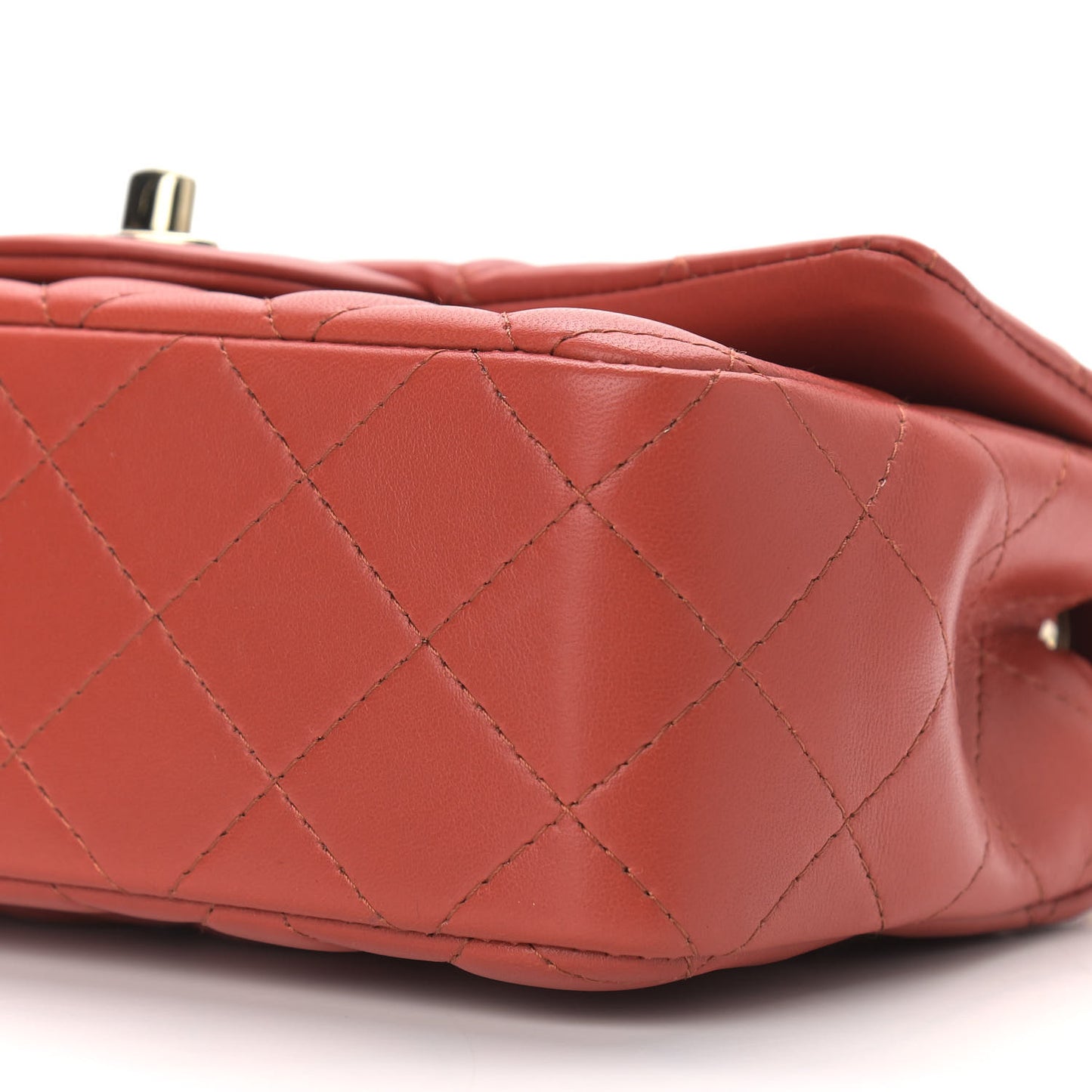 Lambskin Quilted Mini Rectangular Flap Brown