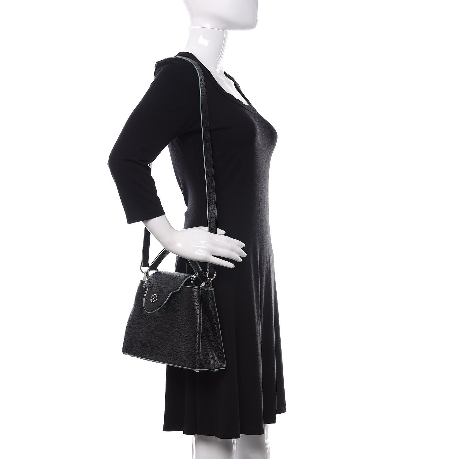 Louis Vuitton Taurillon Capucines BB Black Turquoise 2 of 10
