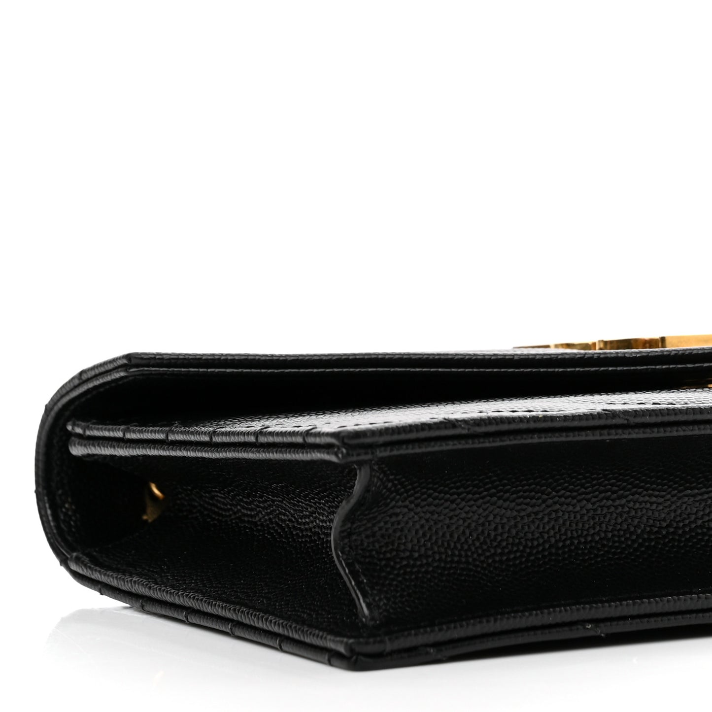 Grain De Poudre Matelasse Chevron Monogram Envelope Chain Wallet Black