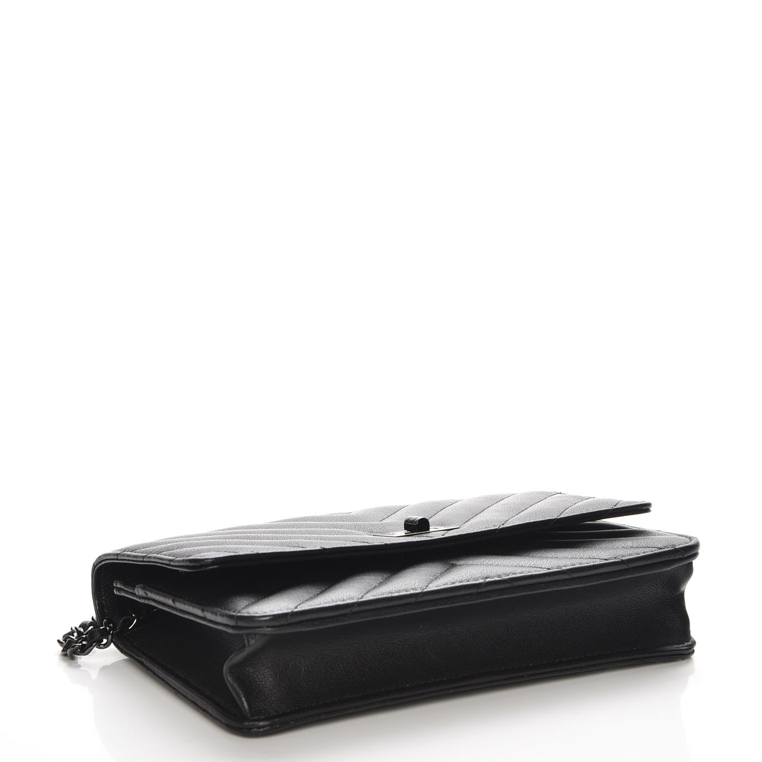 Chanel Sheepskin Chevron Reissue Wallet On Chain WOC So Black 4 of 9