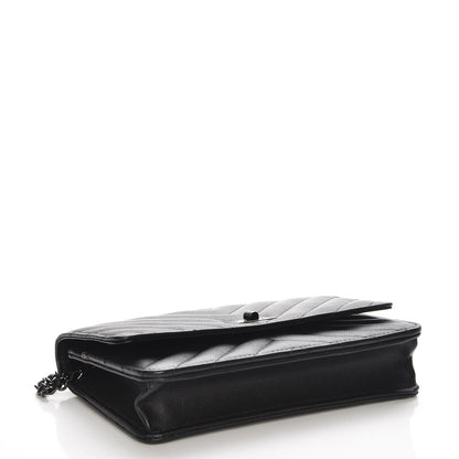 Chanel Sheepskin Chevron Reissue Wallet On Chain WOC So Black 4 of 9