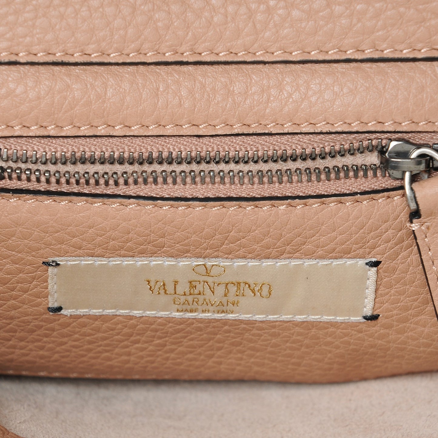 Pebbled Calfskin Mini Rockstud Rolling Tote Soft Noisette