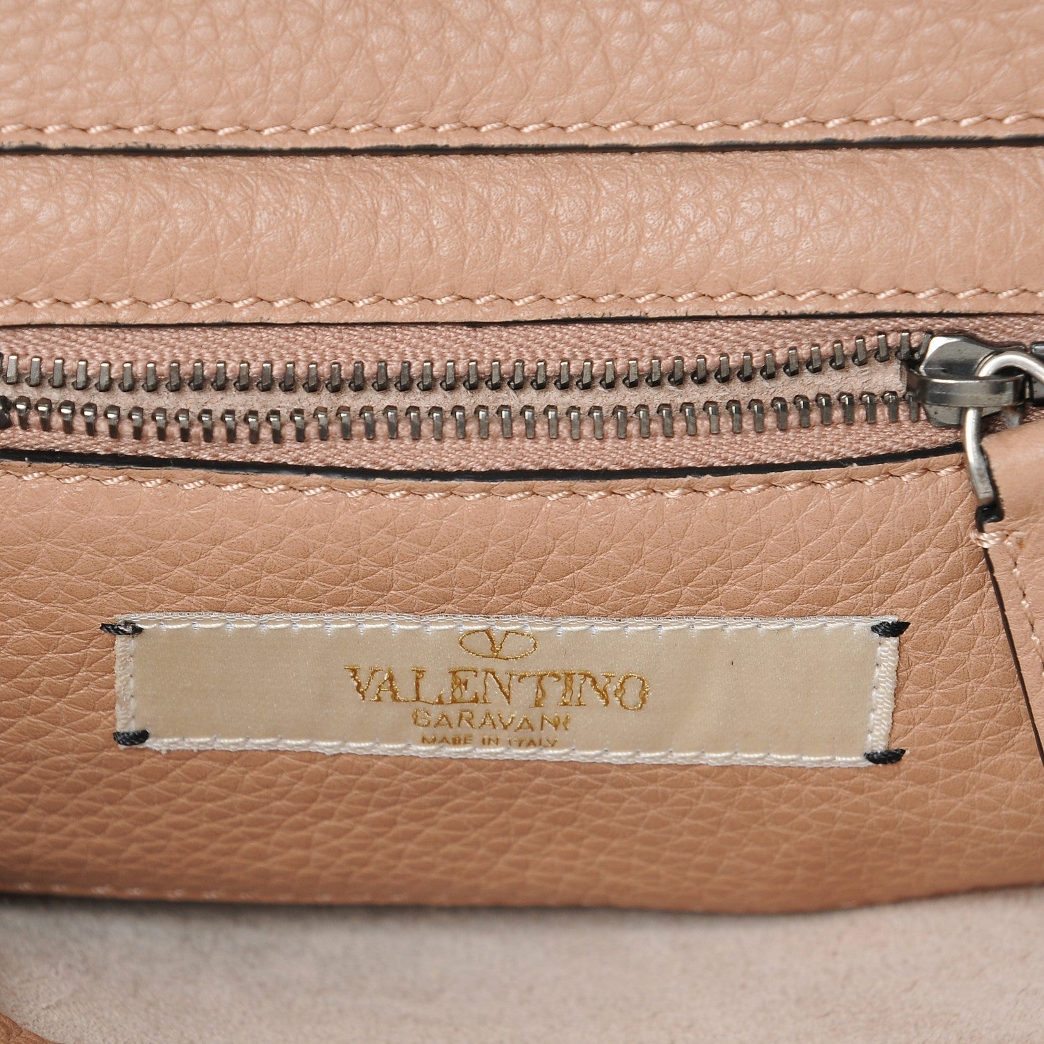 Valentino Garavani Pebbled Calfskin Mini Rockstud Rolling Tote Soft Noisette 7 of 8