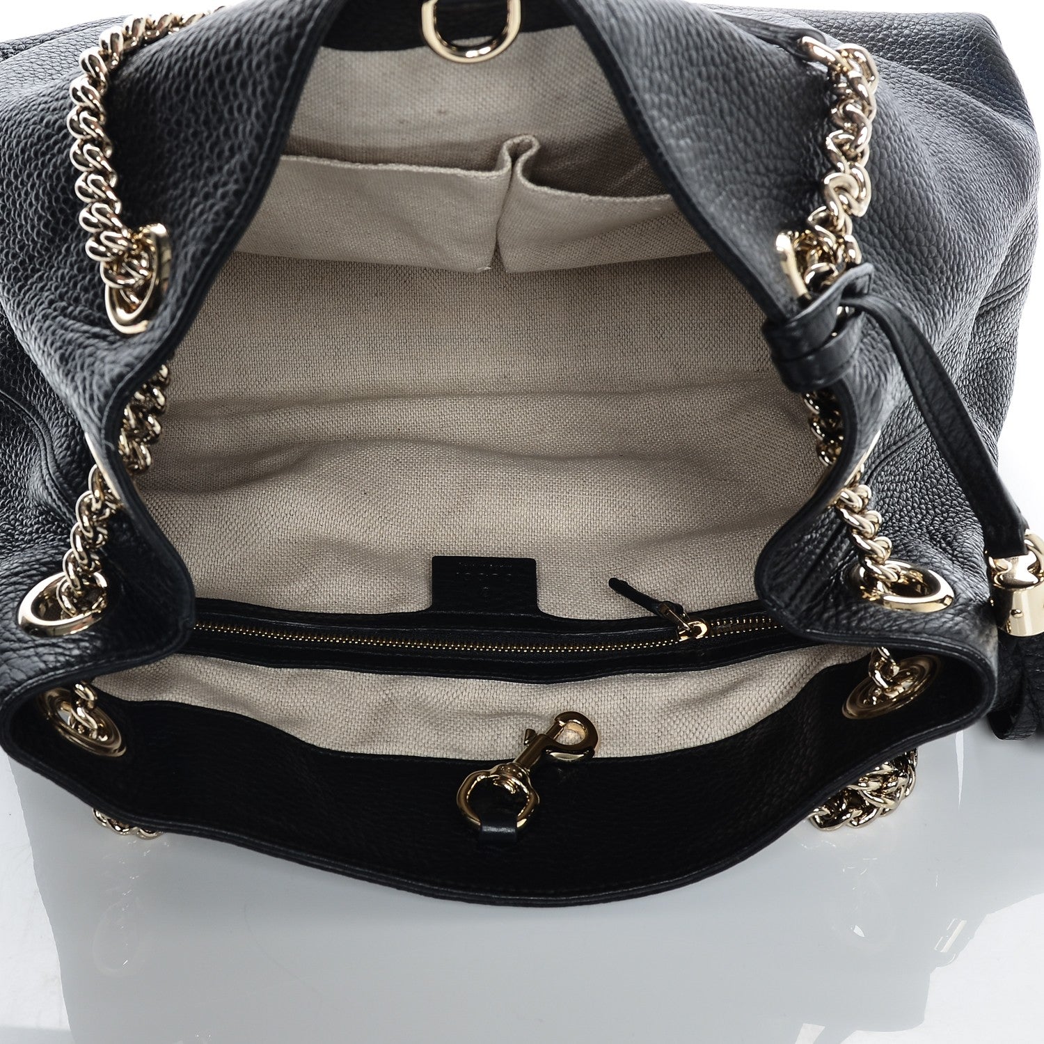 Gucci Pebbled Calfskin Medium Soho Chain Shoulder Bag Black 5 of 7