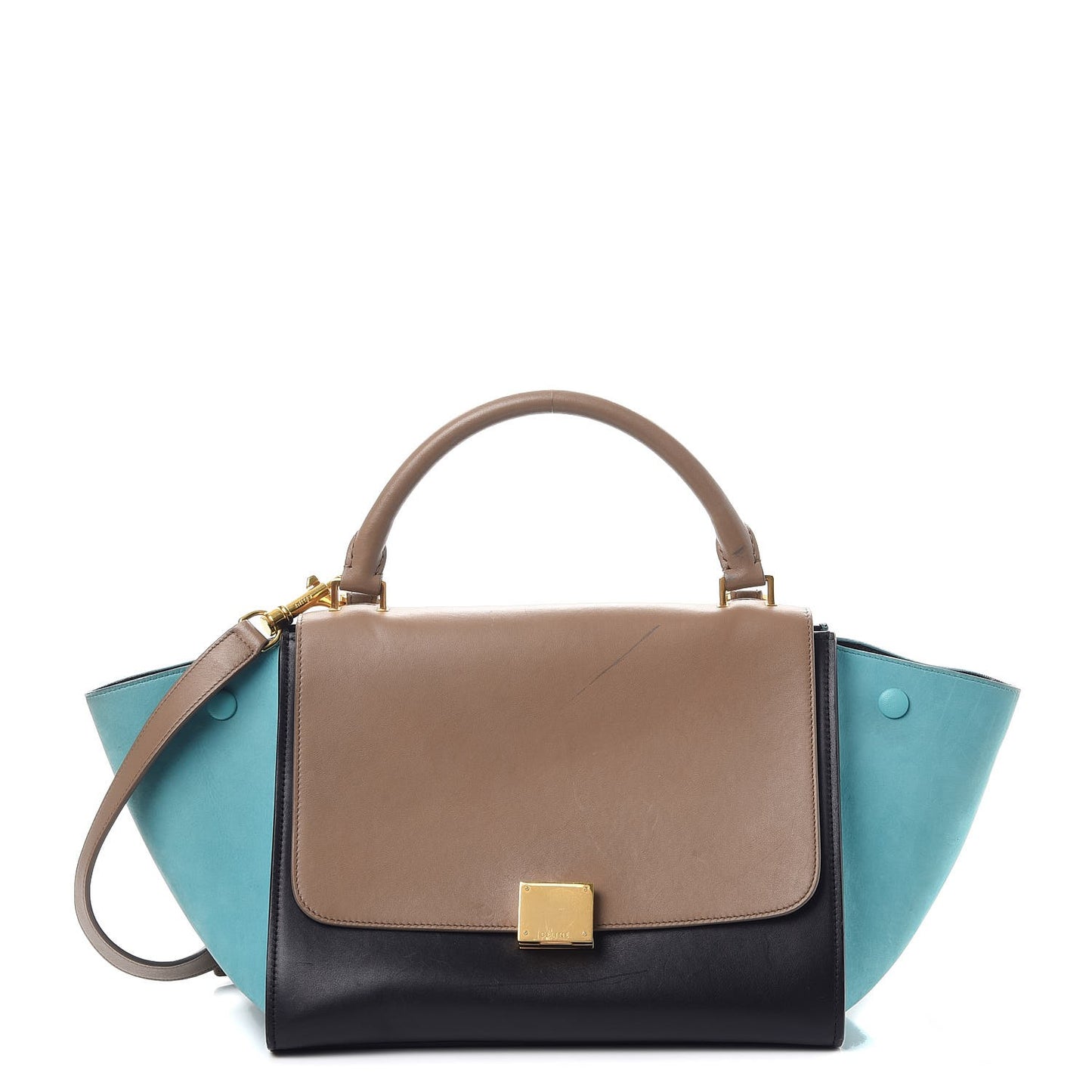 Smooth Calfskin Nubuck Small Tri-Color Trapeze Taupe