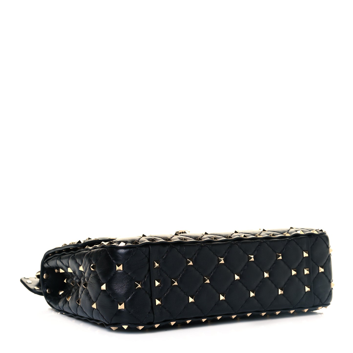 Lambskin Medium Rockstud Spike Shoulder Bag Black