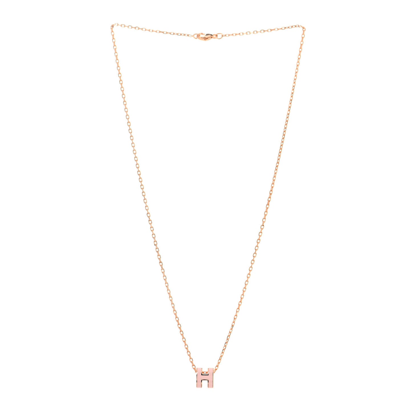 Lacquered Rose Gold Mini Pop H Pendant Necklace Rose Dragee