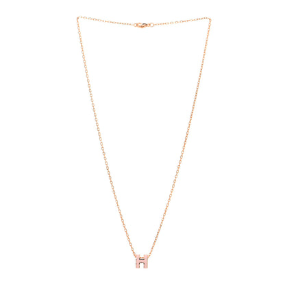 Hermes Lacquered Rose Gold Mini Pop H Pendant Necklace Rose Dragee 2 of 4