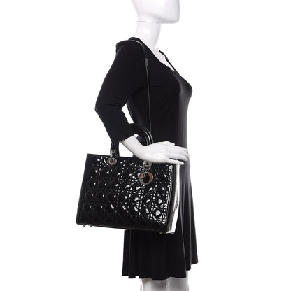 Christian Dior Patent Cannage Large Lady Dior Black 2 of 9