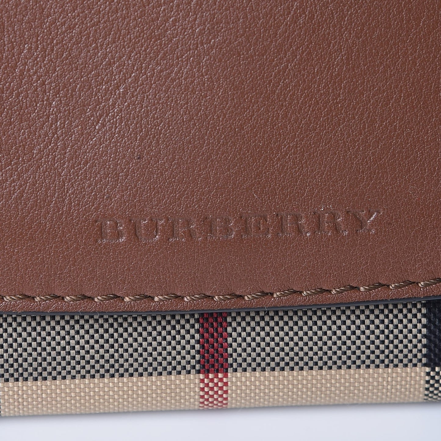 Grainy Calfskin House Check Continental Wallet Tan