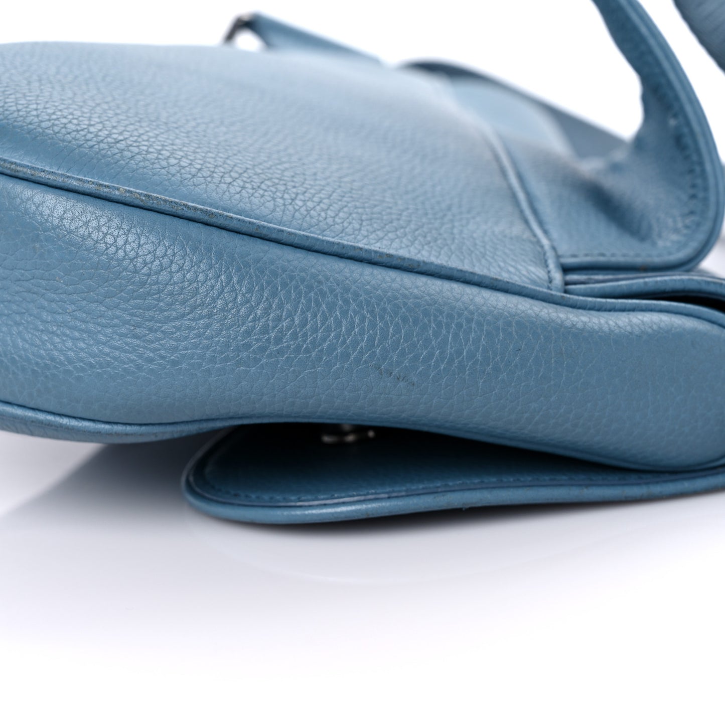 X SHAWN STUSSY Grained Calfskin Saddle Bag Blue
