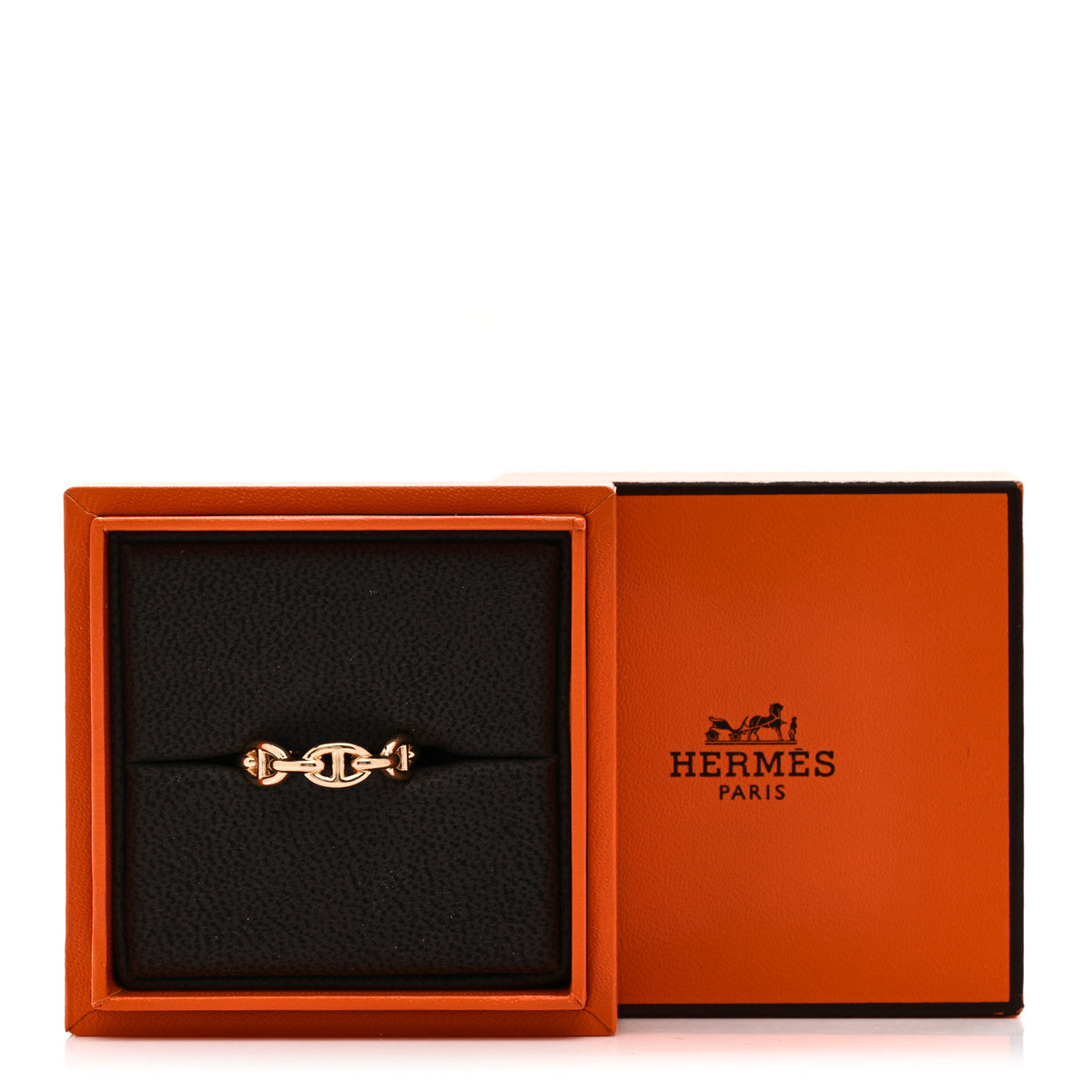 Hermes 18K Rose Gold PM Chaine d'Ancre Enchainee Ring 57 8 5 of 5