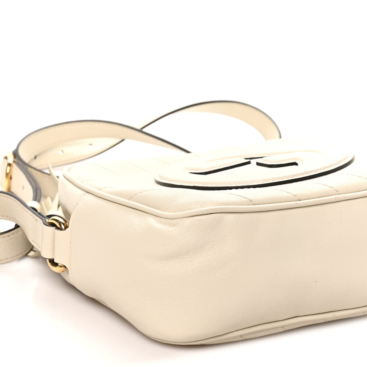 Sakai Be Green Calfskin Diagonal Stitched Small Blondie Shoulder Bag Mystic White