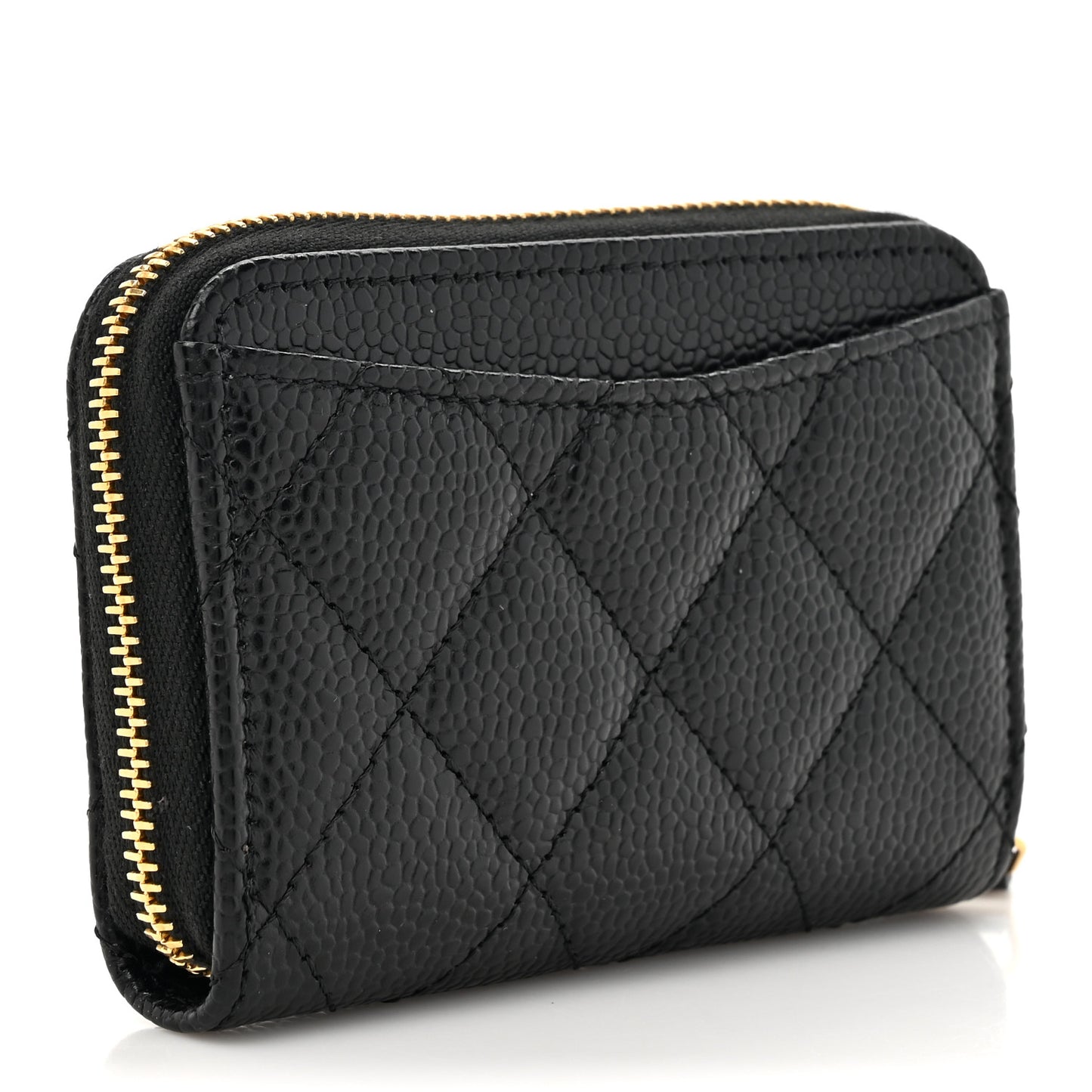 Caviar Quilted Zip Coin Purse Black
