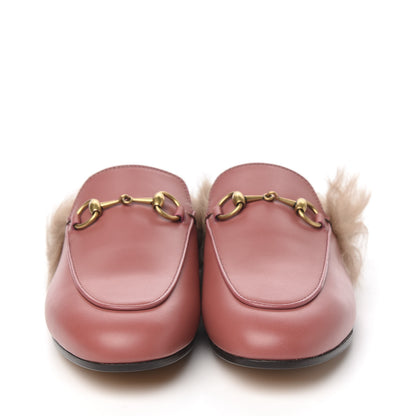 Gucci Calfskin Fur Womens Princetown Slippers 35 Lipstick Rose Natural 2 of 8