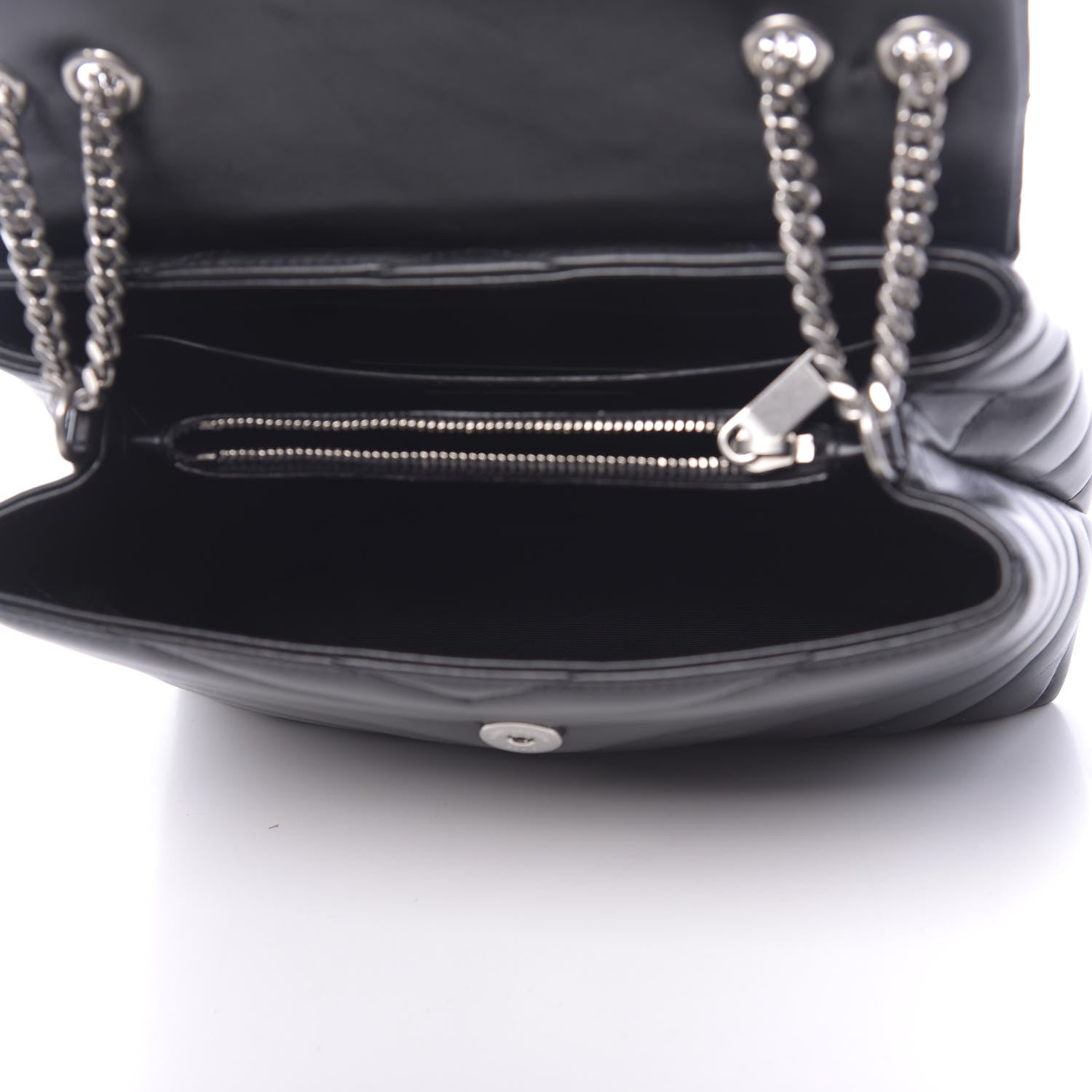 Saint Laurent Calfskin Y Quilted Monogram Small Loulou Chain Satchel Black 5 of 9
