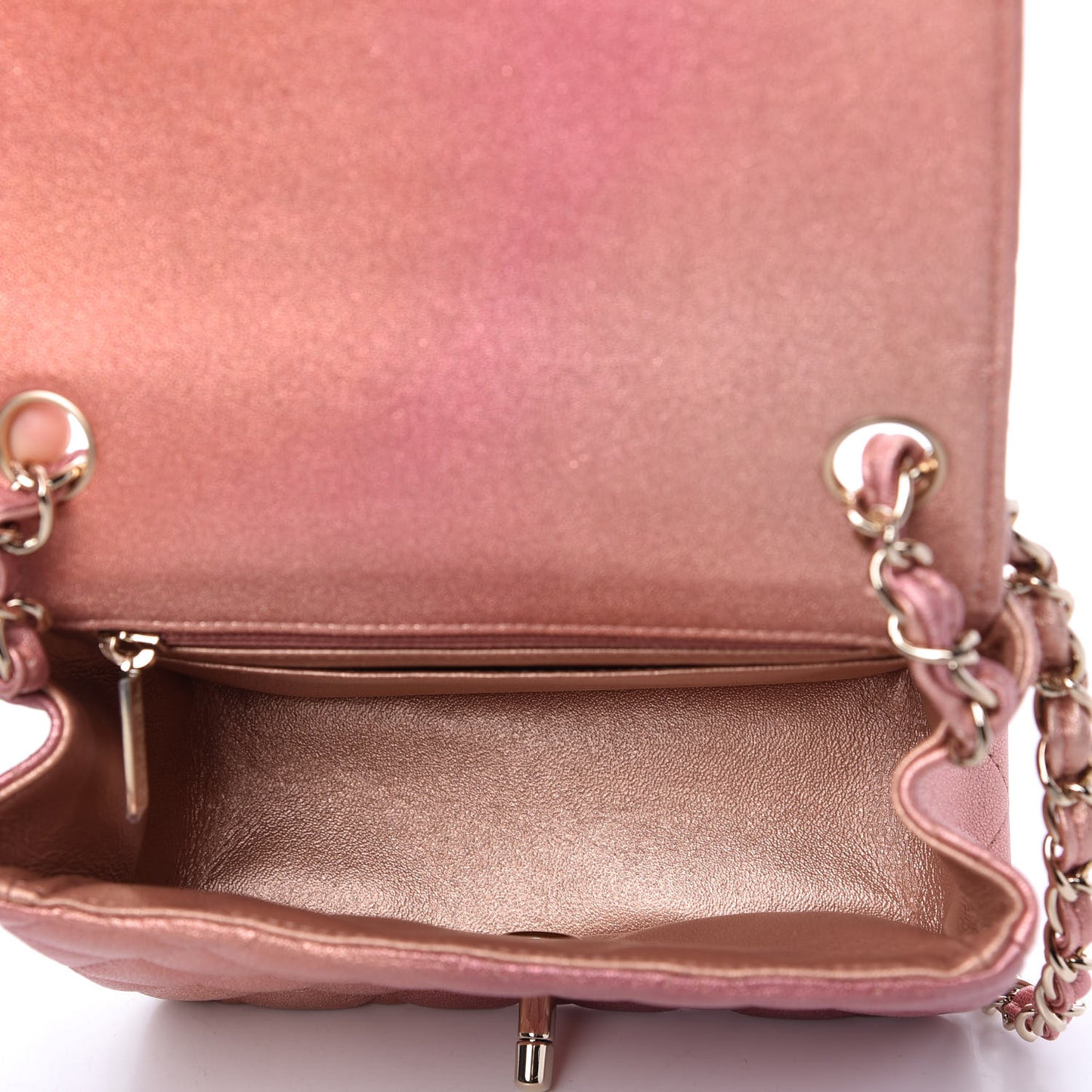 Metallic Lambskin Quilted Ombre Mini Square Flap Pink