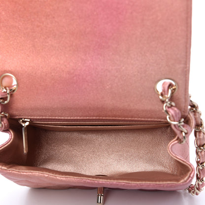 Chanel Metallic Lambskin Quilted Ombre Mini Square Flap Pink 5 of 10
