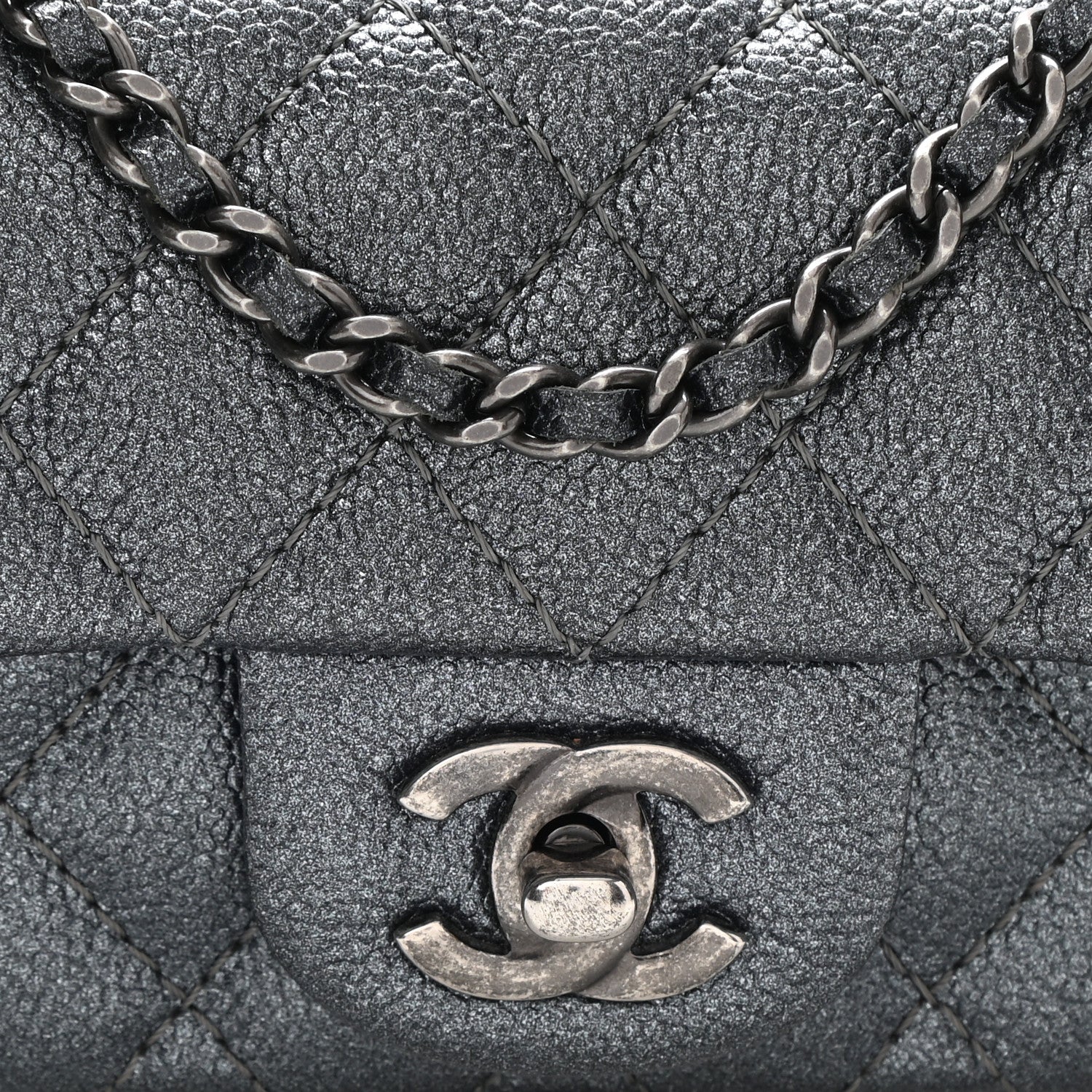 Chanel Metallic Caviar Quilted Extra Mini Flap Charcoal 8 of 11