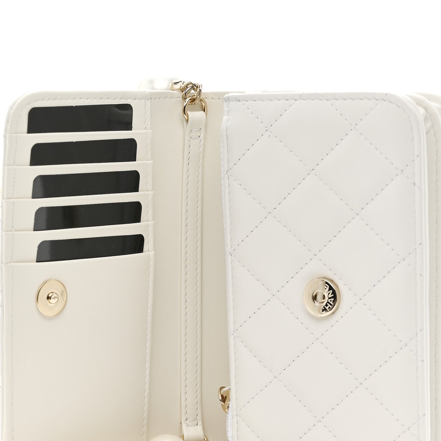 Chanel Calfskin Quilted Mini Maxi Pearls Wallet On Chain WOC White 6 of 12