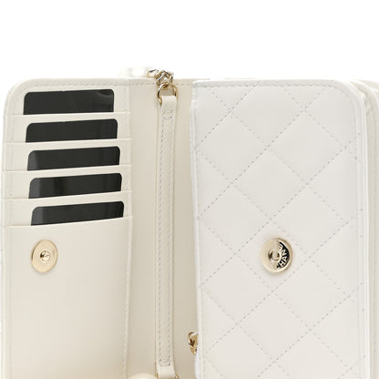 Chanel Calfskin Quilted Mini Maxi Pearls Wallet On Chain WOC White 6 of 12