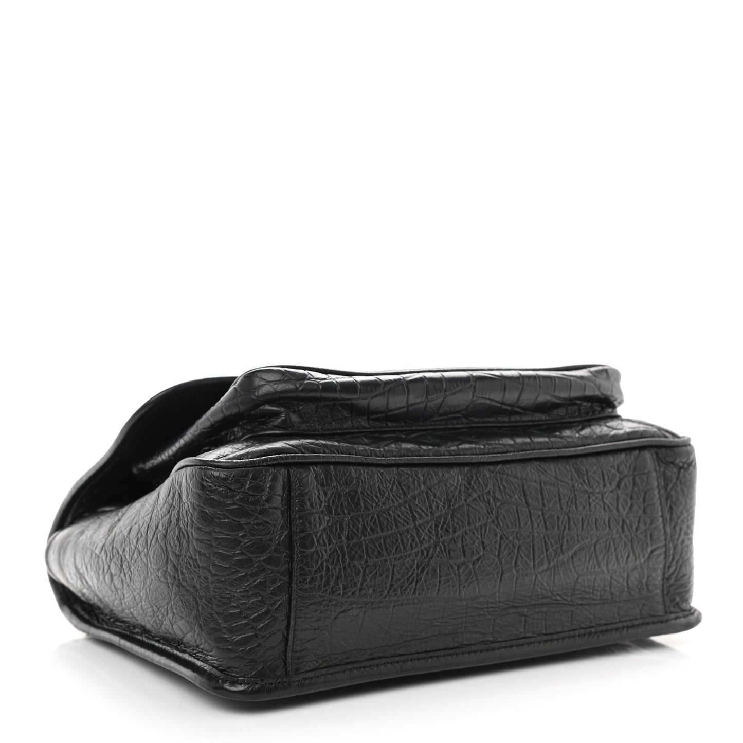 Crinkled Calfskin Matelasse Monogram Medium Niki Chain Satchel Black