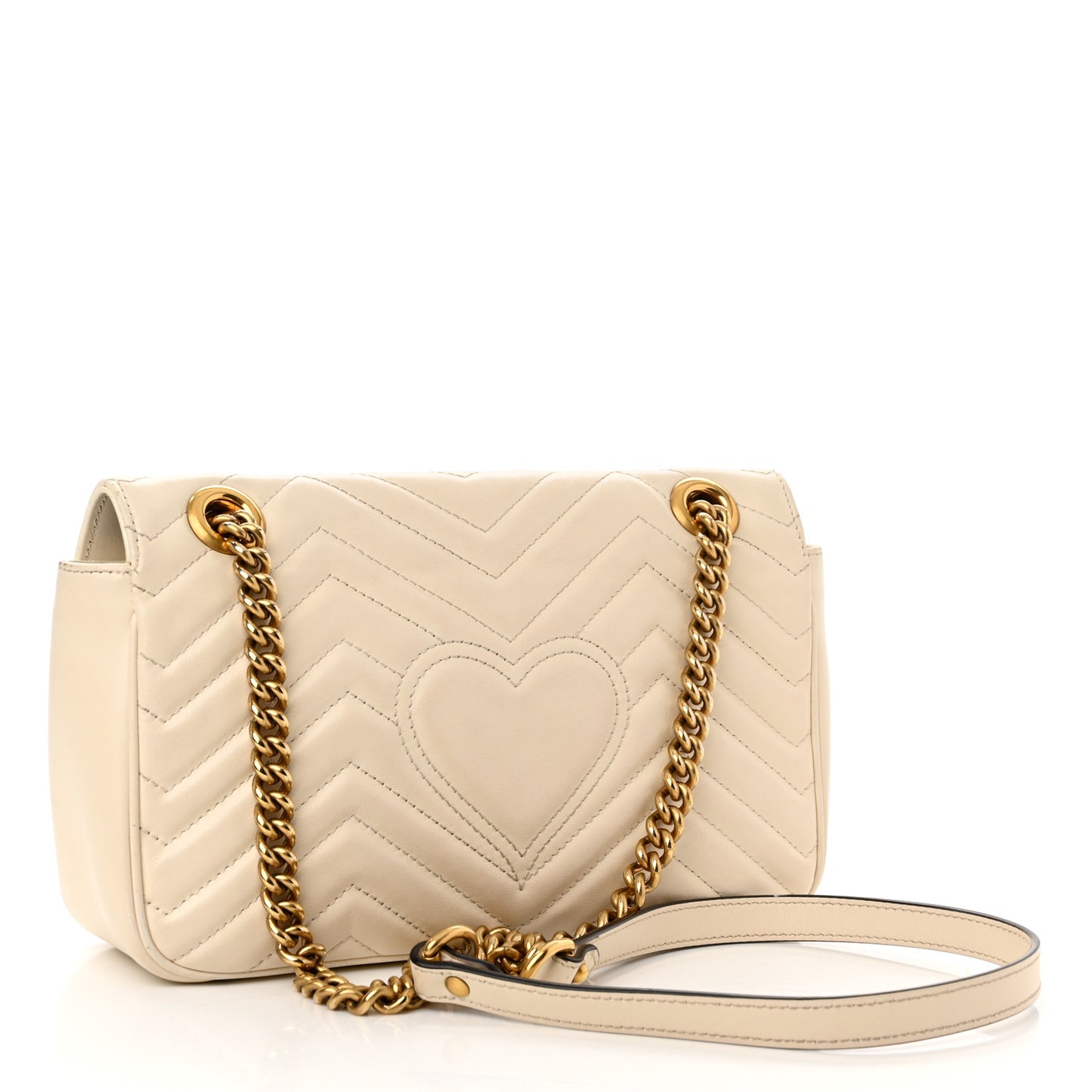 Calfskin Matelasse Small GG Marmont Shoulder Bag White