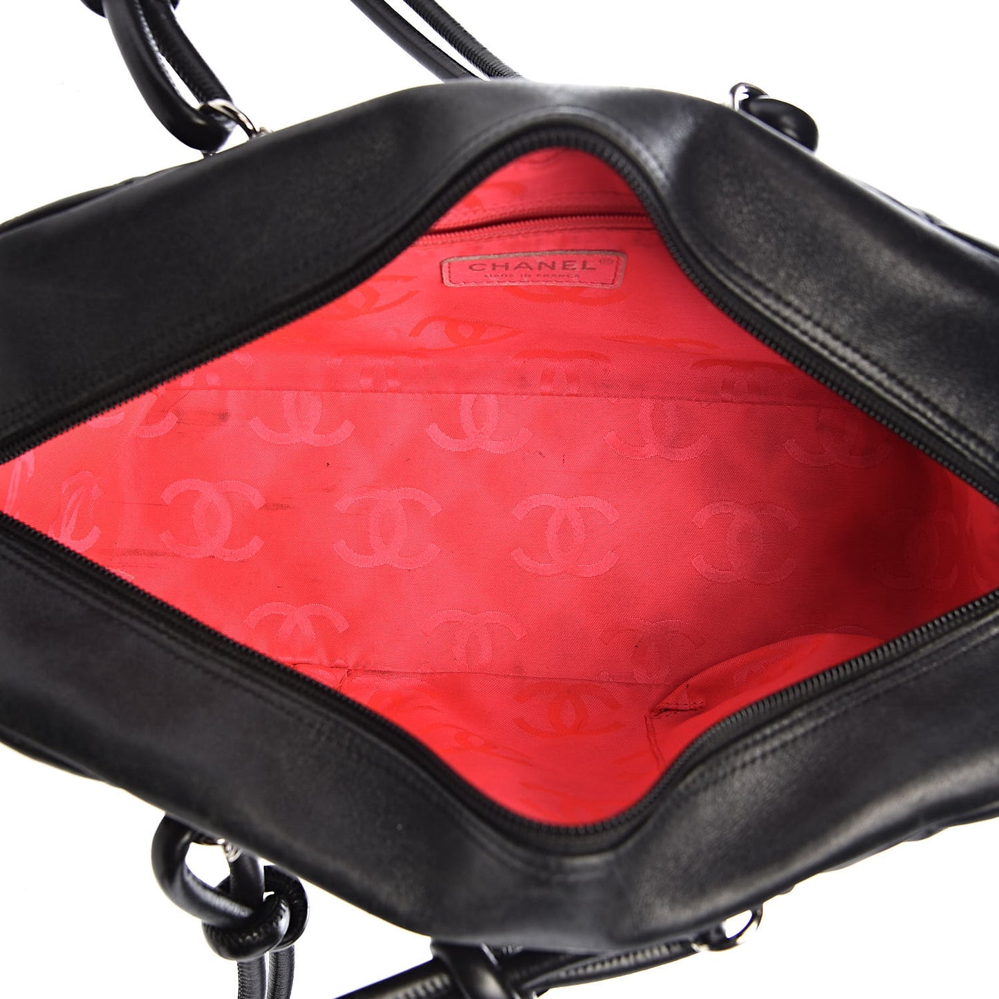 Calfskin Quilted Large Cambon Bowler Black White
