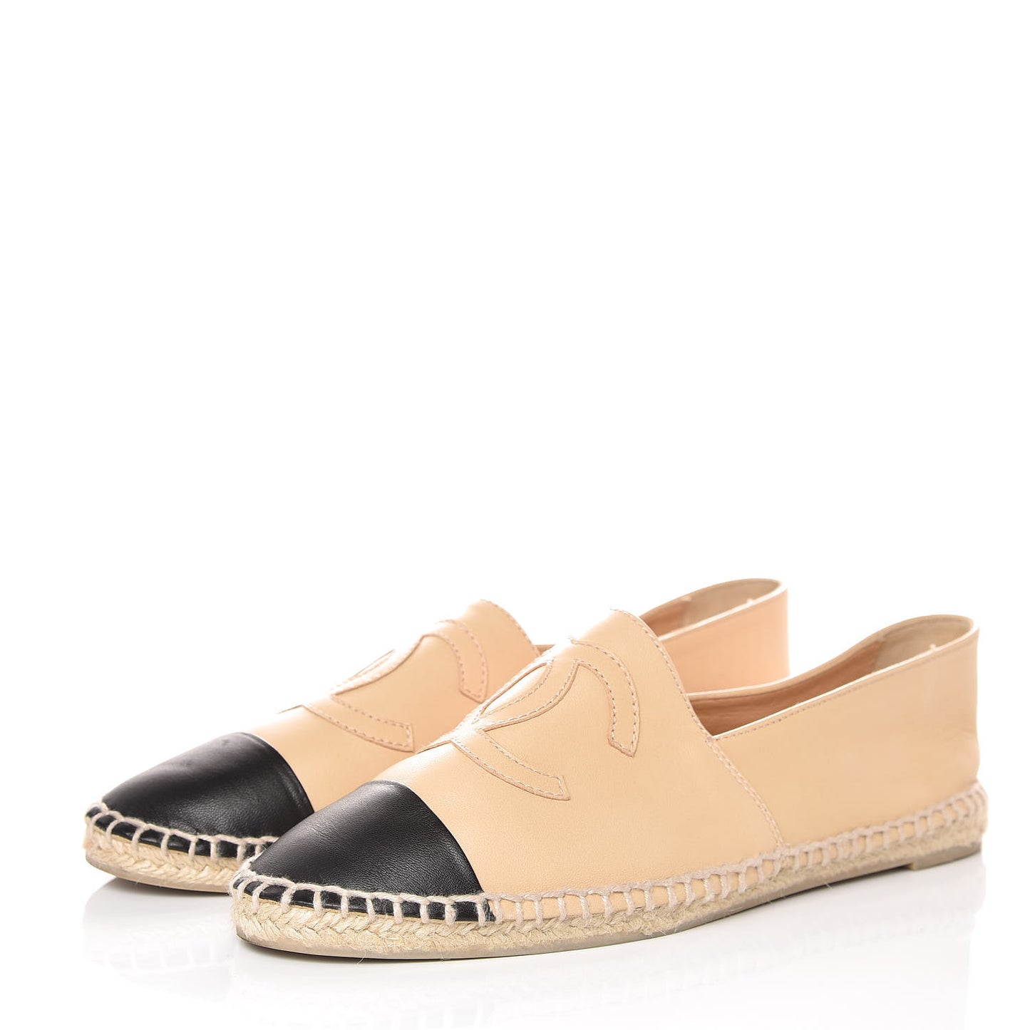 Lambskin CC Espadrilles 39 Beige Black