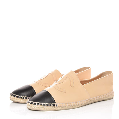 Chanel Lambskin CC Espadrilles 39 Beige Black 3 of 12