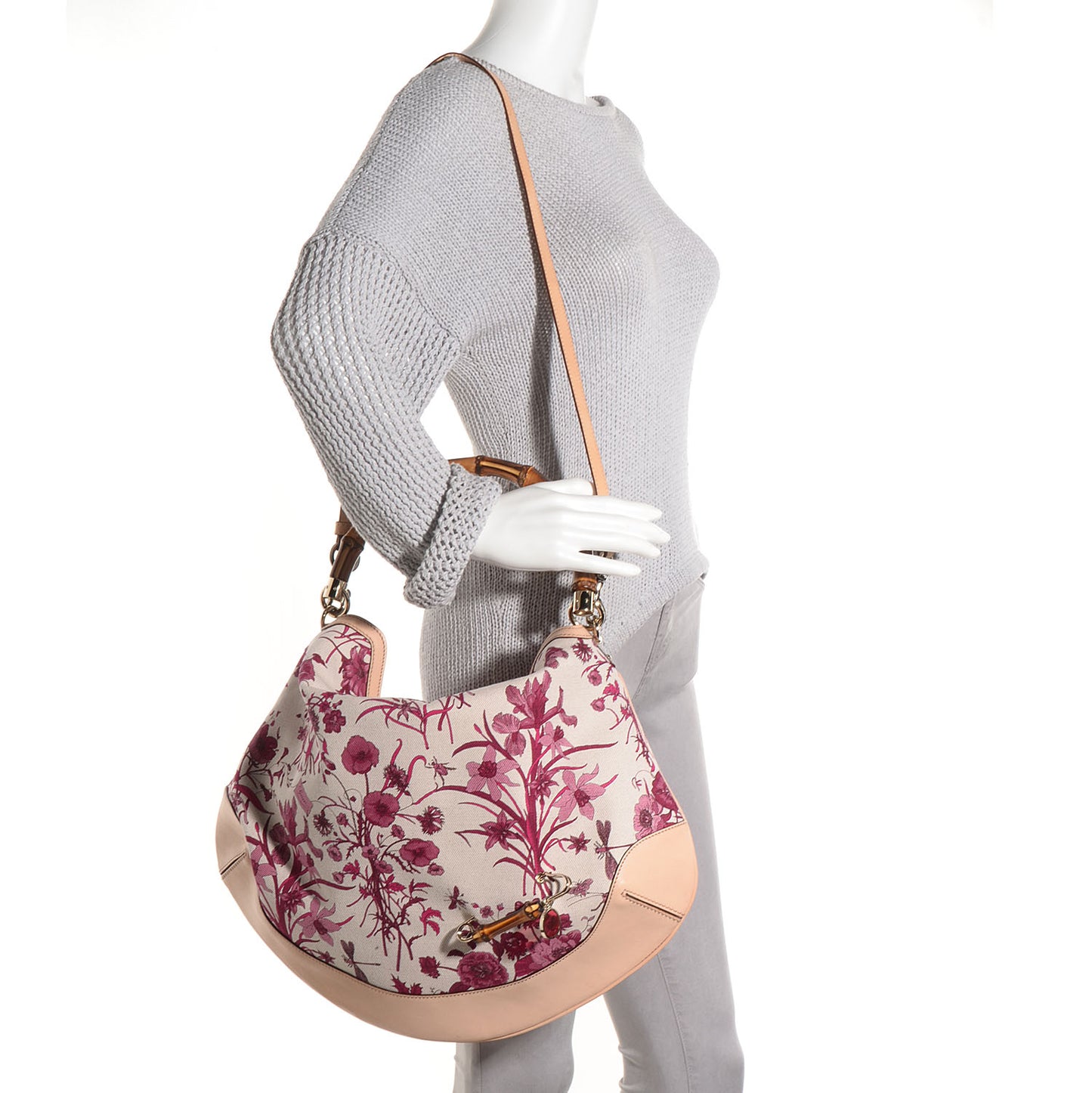 Canvas Floral Flora Peggy Bamboo Top Handle Hobo