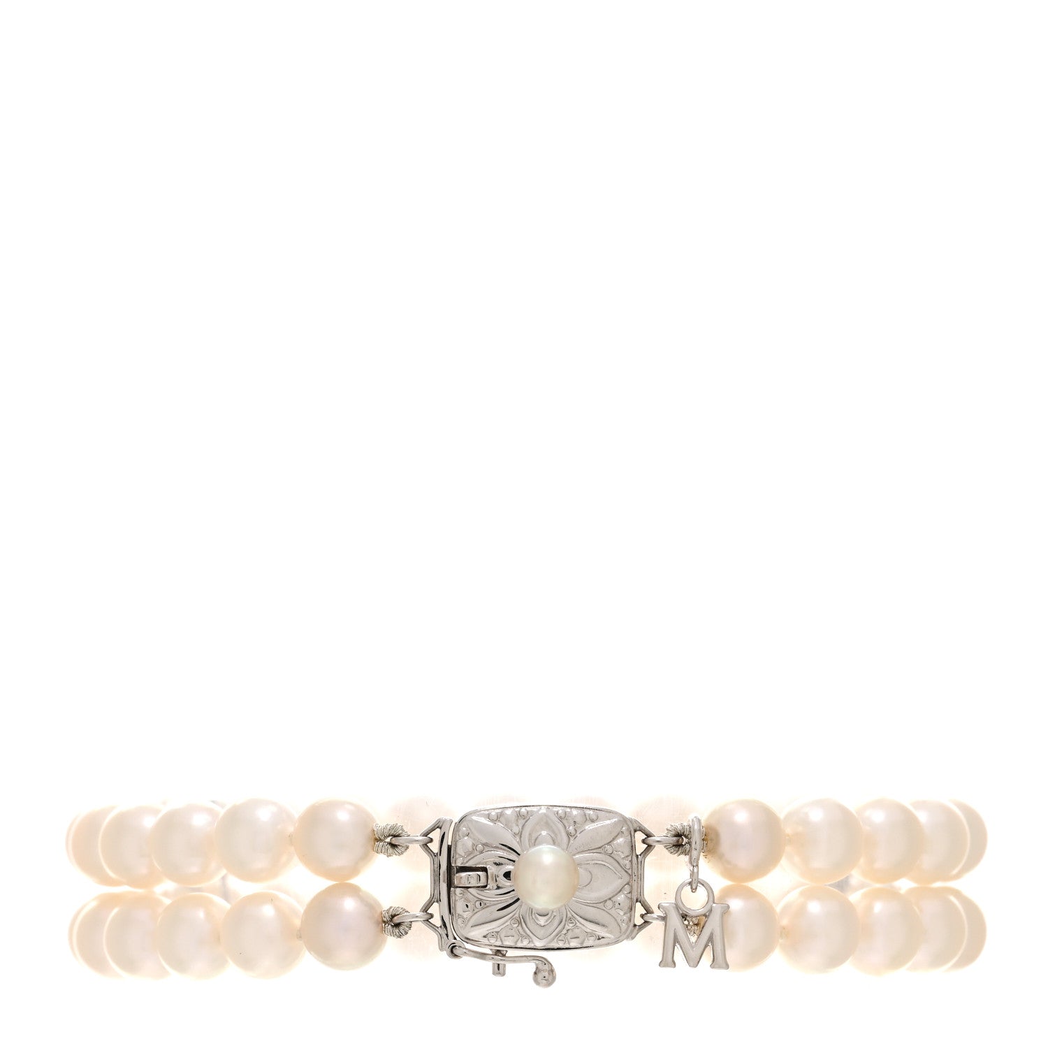 Mikimoto 18K White Gold Akoya Pearl 6-6.5mm Double Strand Bracelet 1 of 3