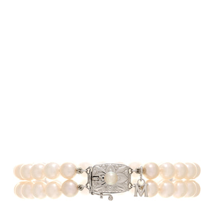 Mikimoto 18K White Gold Akoya Pearl 6-6.5mm Double Strand Bracelet 1 of 3