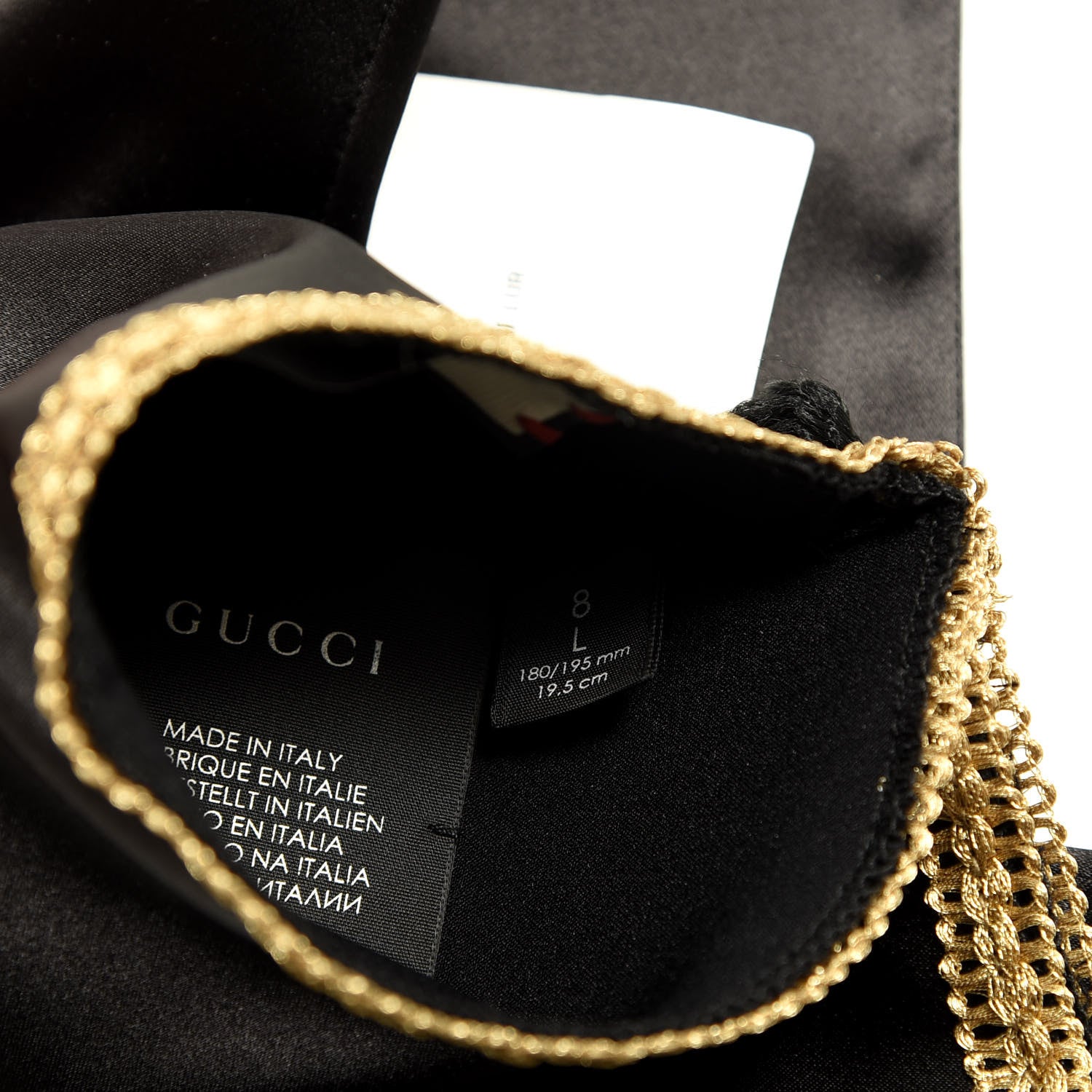 Gucci Satin Stretch Anika Gloves L Black 4 of 4